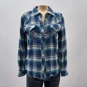 Rails Women's Plaid Button-Down Shirt XS Blue & White Flannel
